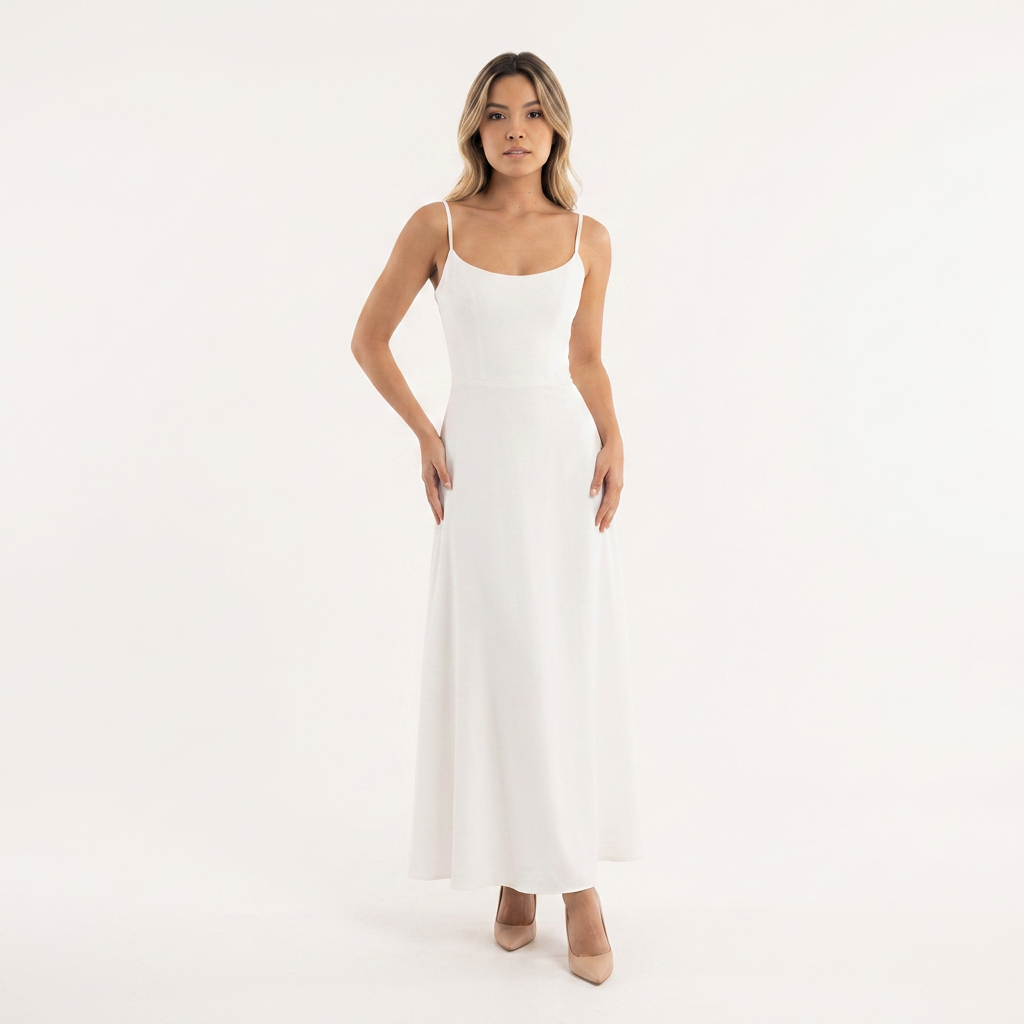 Vestido Midi Tirantes Volante Organza Bajo Romántico