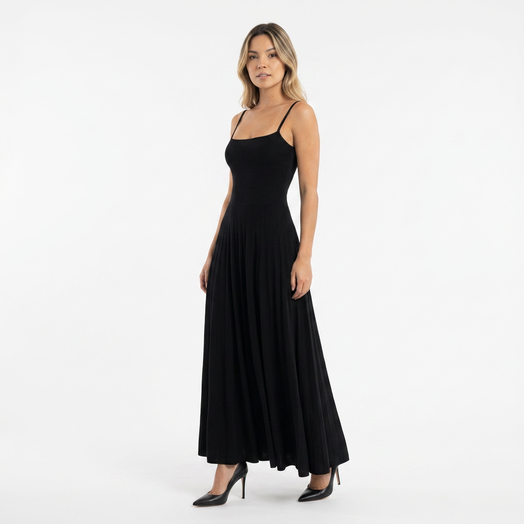 Vestido Midi Tirantes Volante Organza Bajo Romántico