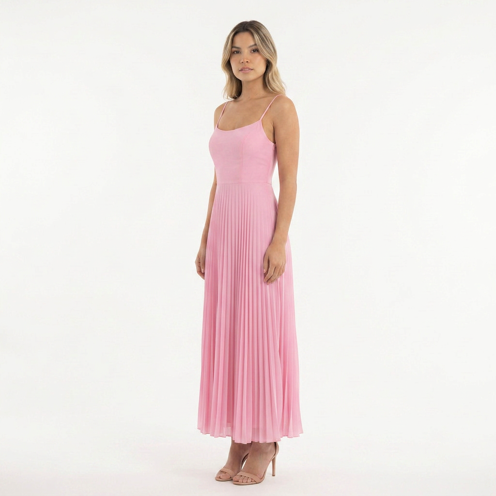 Vestido Midi Tirantes Volante Organza Bajo Romántico