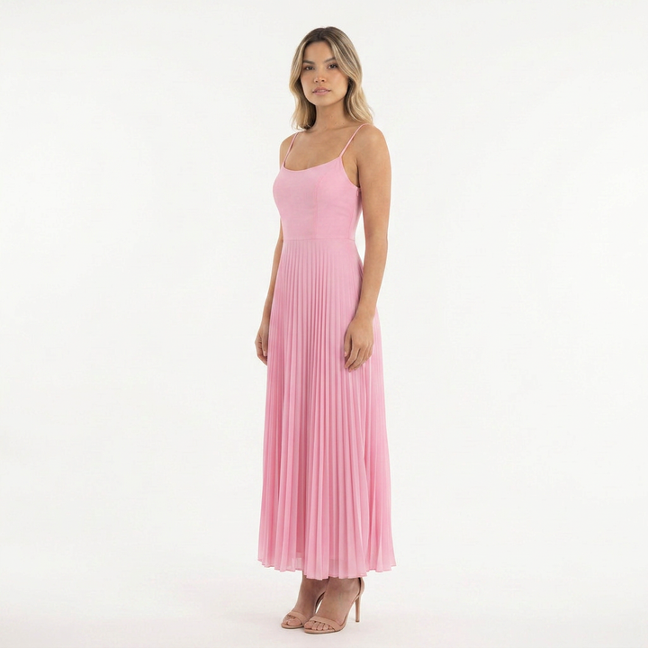 Vestido Midi Tirantes Volante Organza Bajo Romántico