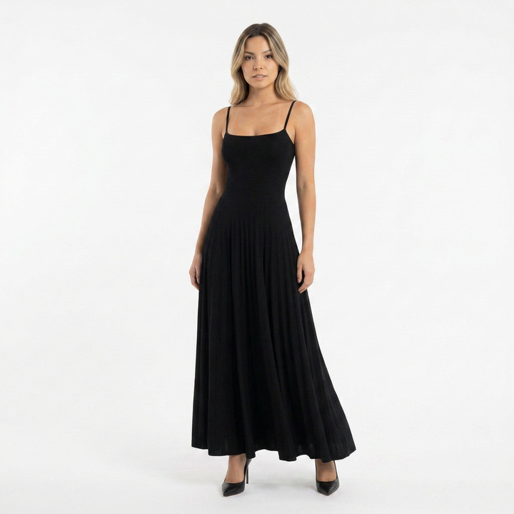 Vestido Midi Tirantes Volante Organza Bajo Romántico