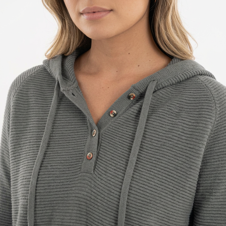 Jersey Capucha Cropped Botones