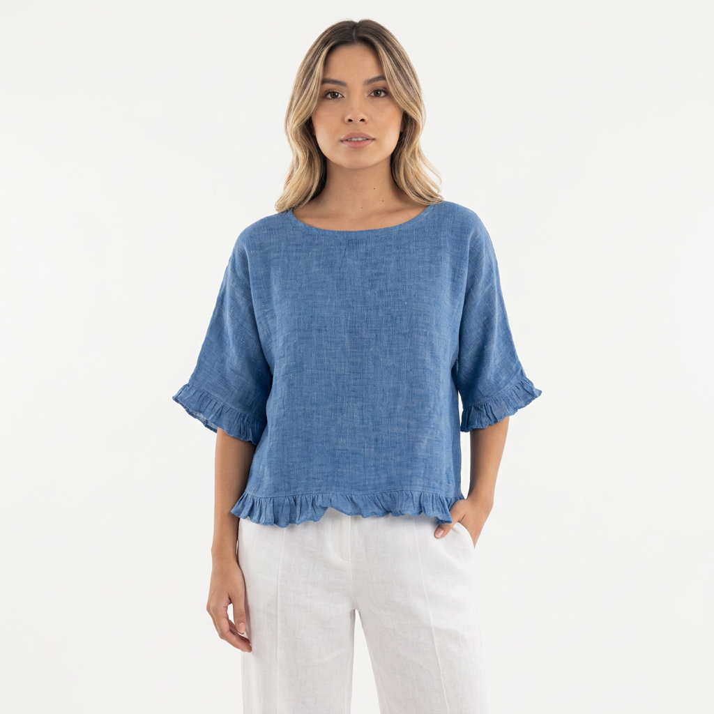 Blusa Lino Bajo Deshilachado
