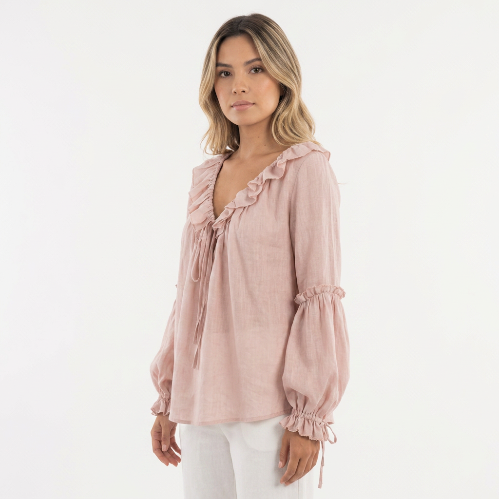Top Volantes Escote V Vintage