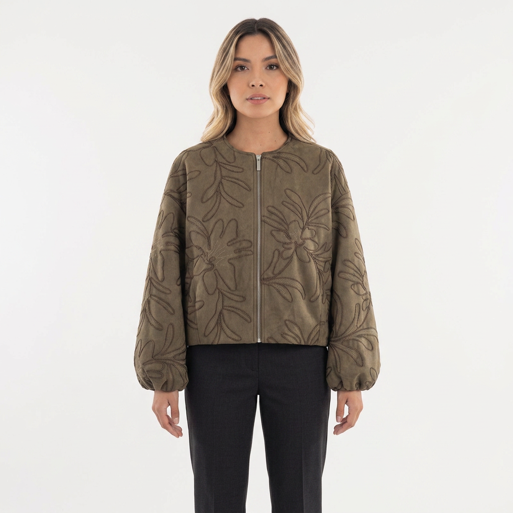 Chaqueta Piloto Ante Bordada