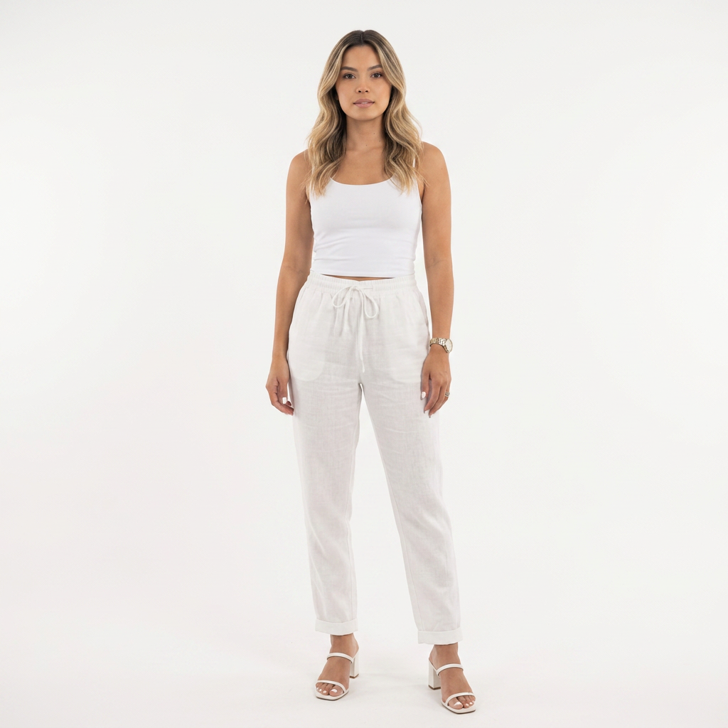Pantalón Lino Mujer Cintura Alta