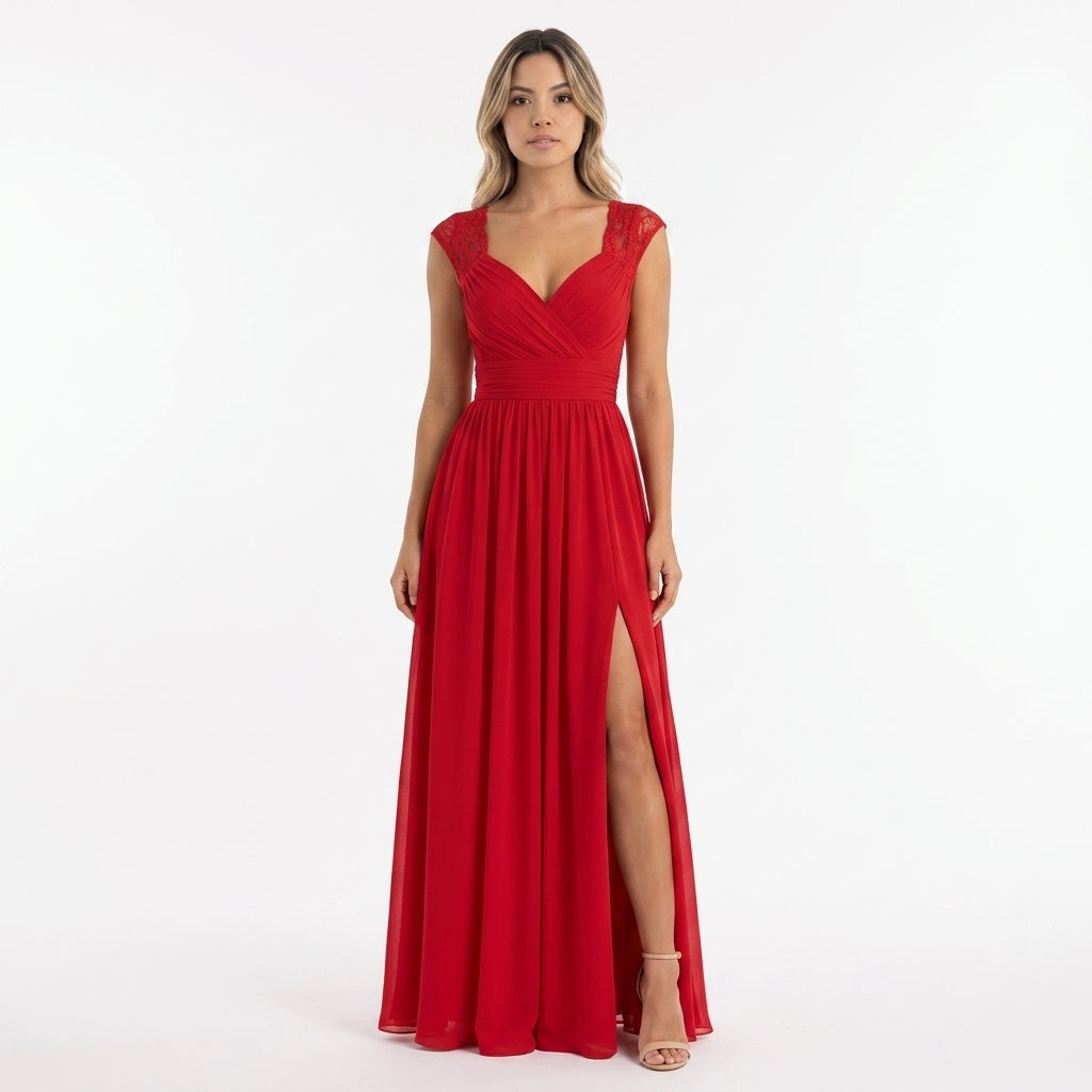 Vestido Fiesta Encaje Hombros