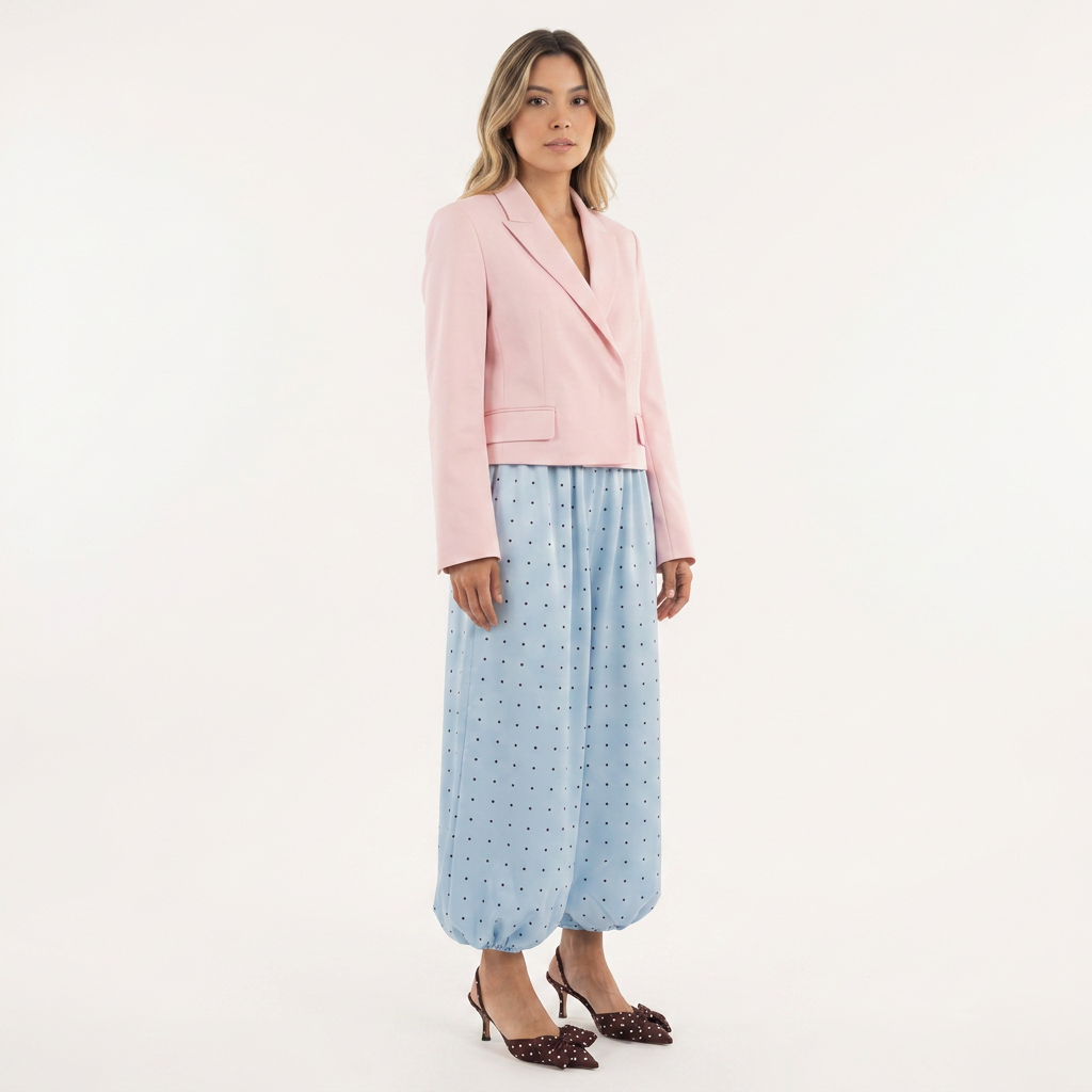 Pantalón Satinado Lantern Lunares Cintura Alta