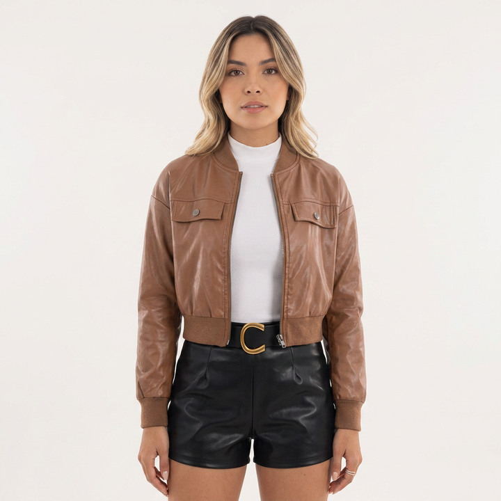 Chaqueta Motera Piel Sintética