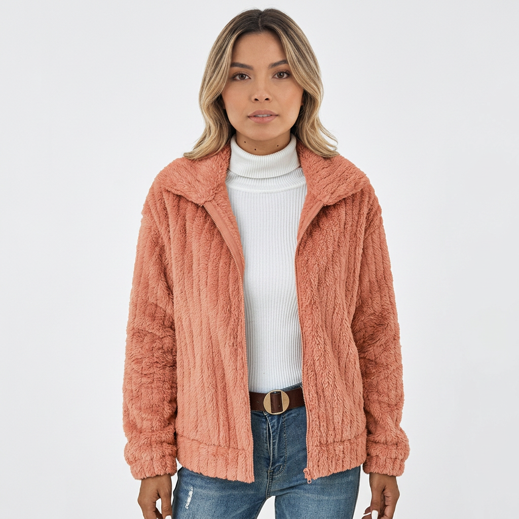 Cárdigan Sherpa Cremallera Mujer
