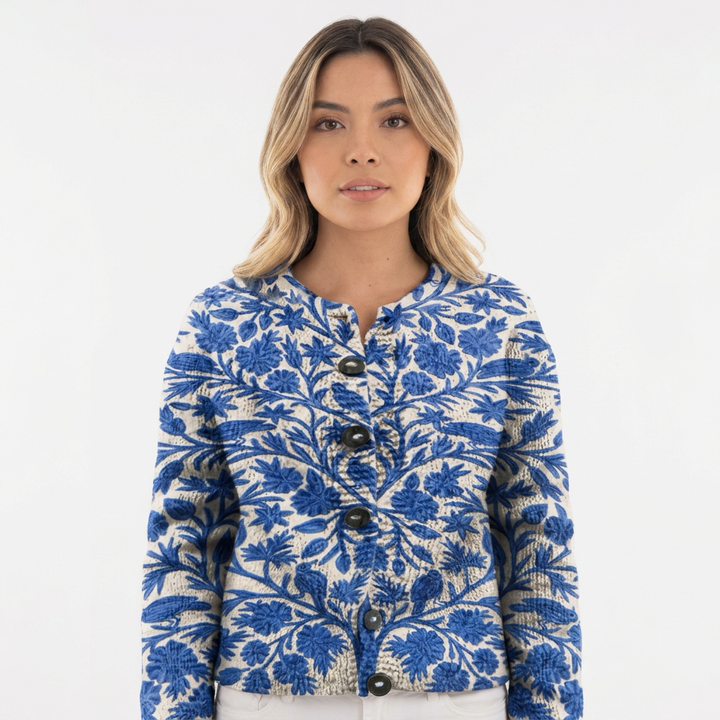 Cárdigan Bordado Floral Botones