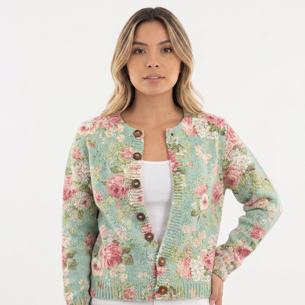 Cárdigan Bordado Floral Botones