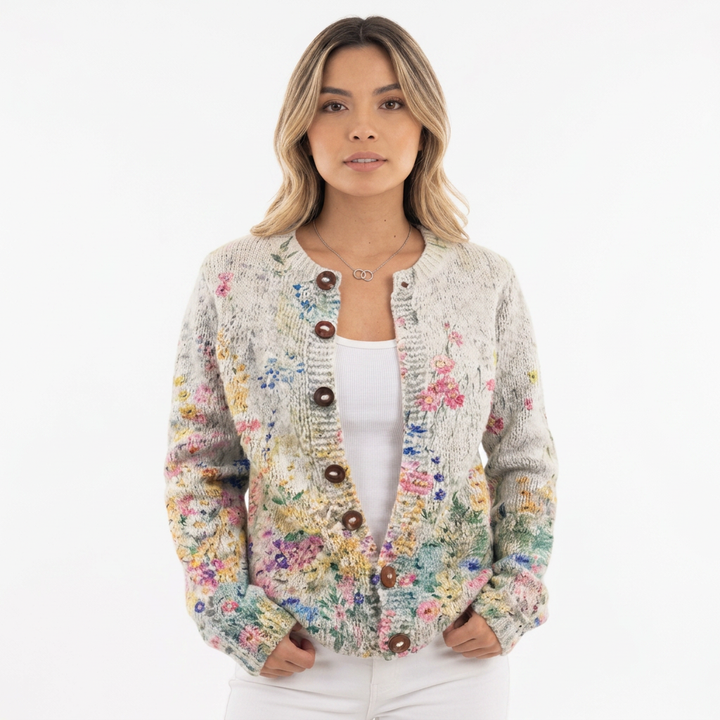 Cárdigan Bordado Floral Botones