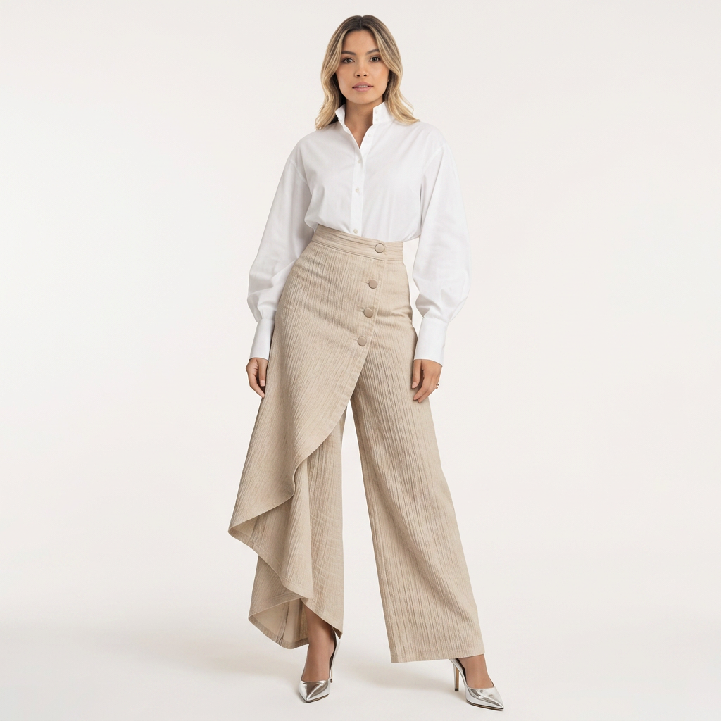 Pantalón Vaquero Ancho Tiro Alto Mujer