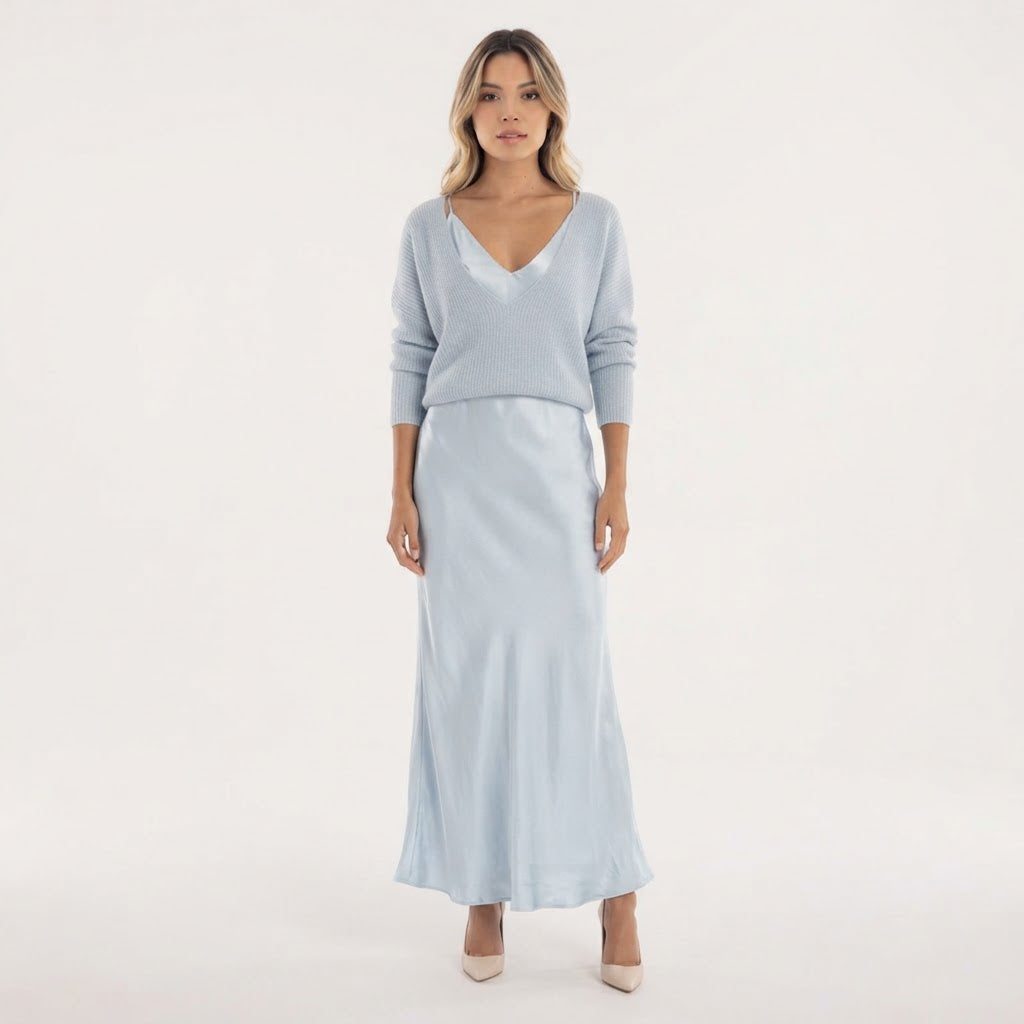 Vestido Midi con Jersey