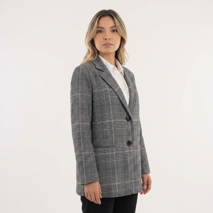 Blazer Cuadros Botón Único