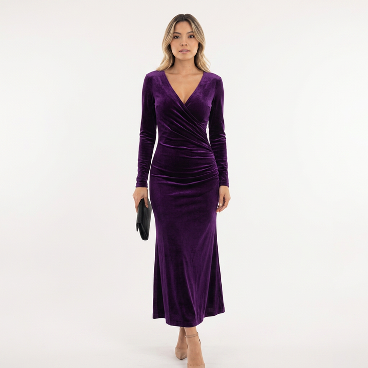 Vestido Midi Terciopelo Drapeado