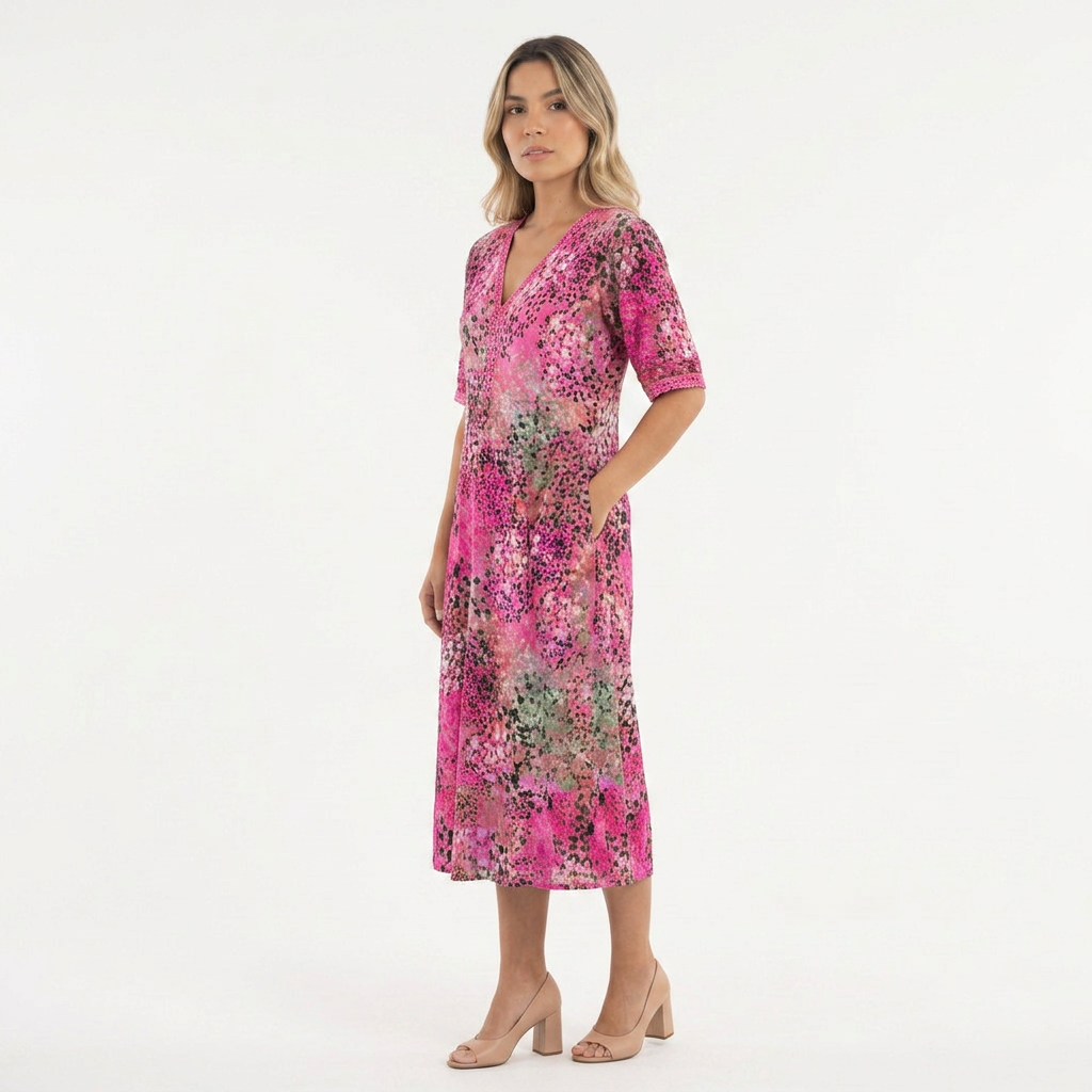 Vestido Midi Estampado Vibrante