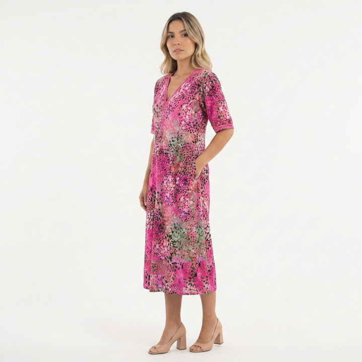 Vestido Midi Estampado Vibrante
