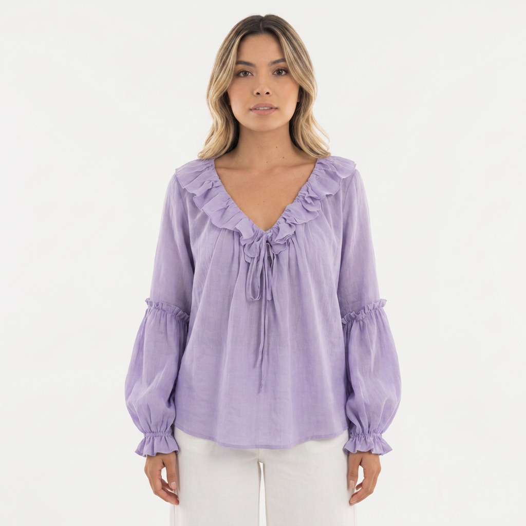 Top Volantes Escote V Vintage