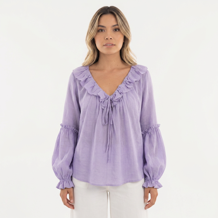 Top Volantes Escote V Vintage