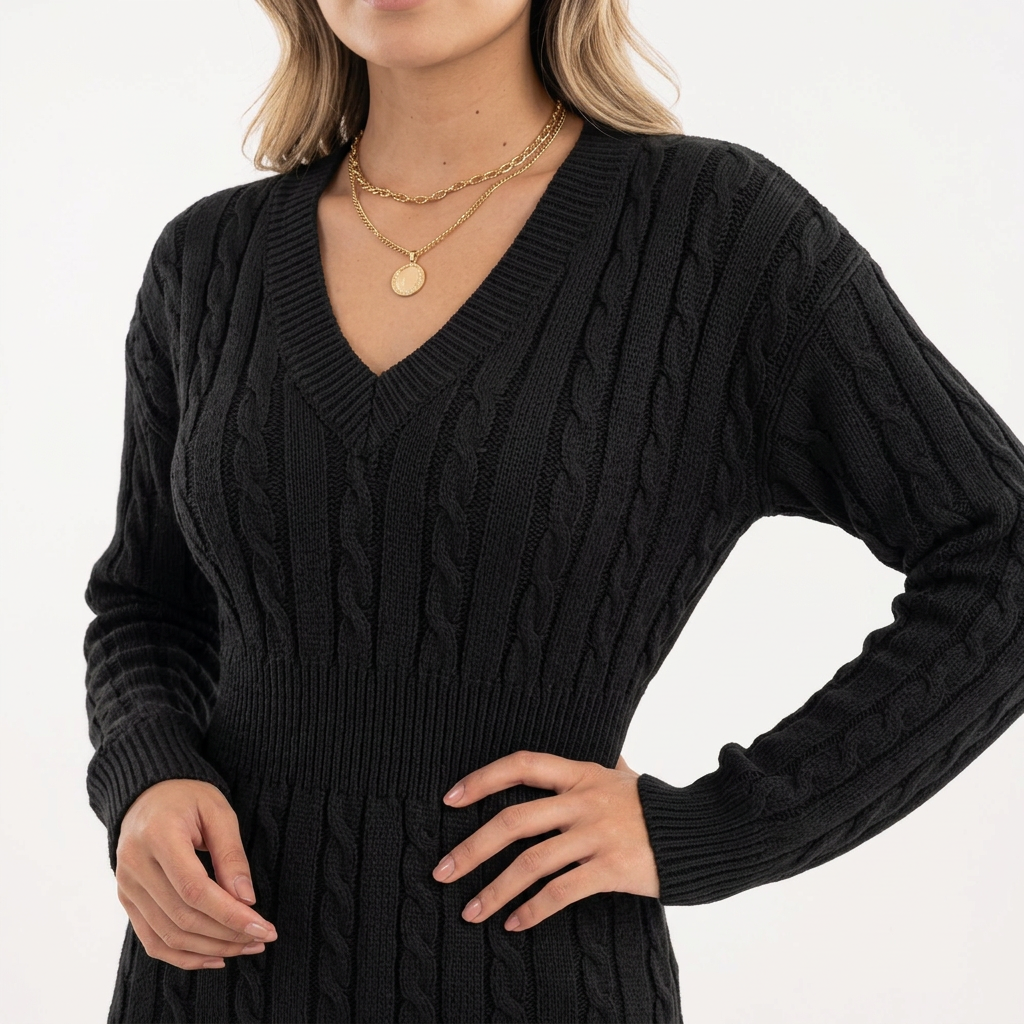 Vestido Corto Punto Trenzado