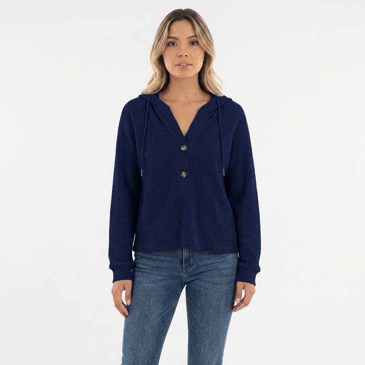 Jersey Capucha Cropped Botones