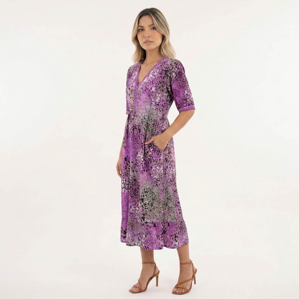 Vestido Midi Estampado Vibrante
