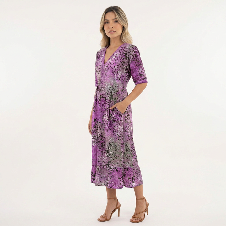 Vestido Midi Estampado Vibrante