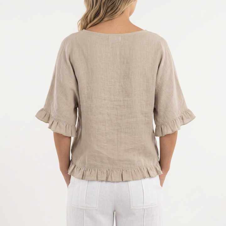 Blusa Lino Bajo Deshilachado