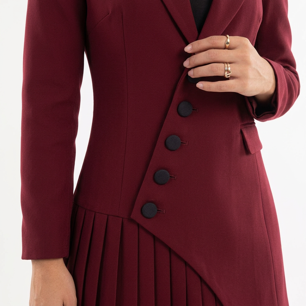 Vestido Midi Blazer Plisado