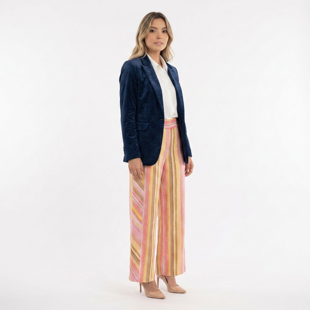 Pantalón Rayas Multicolor Pierna Ancha
