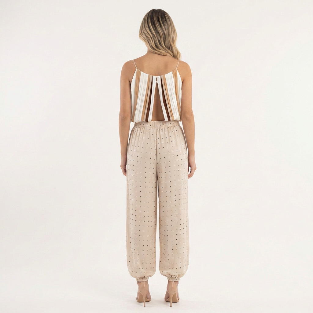 Pantalón Satinado Lantern Lunares Cintura Alta