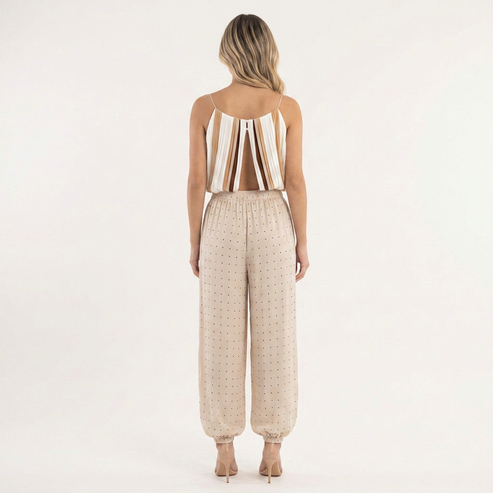 Pantalón Satinado Lantern Lunares Cintura Alta