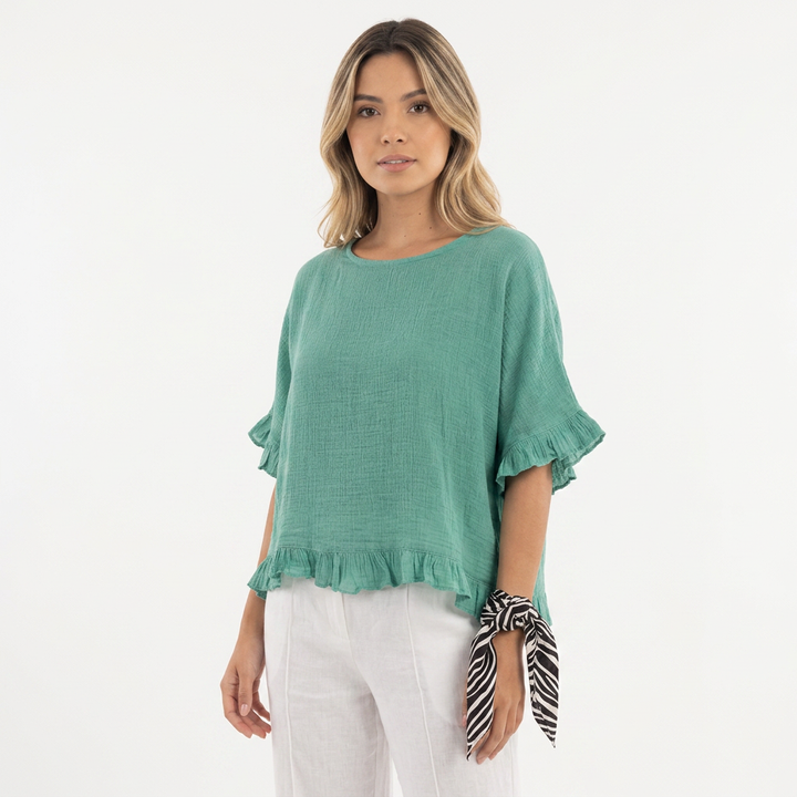 Blusa Lino Bajo Deshilachado