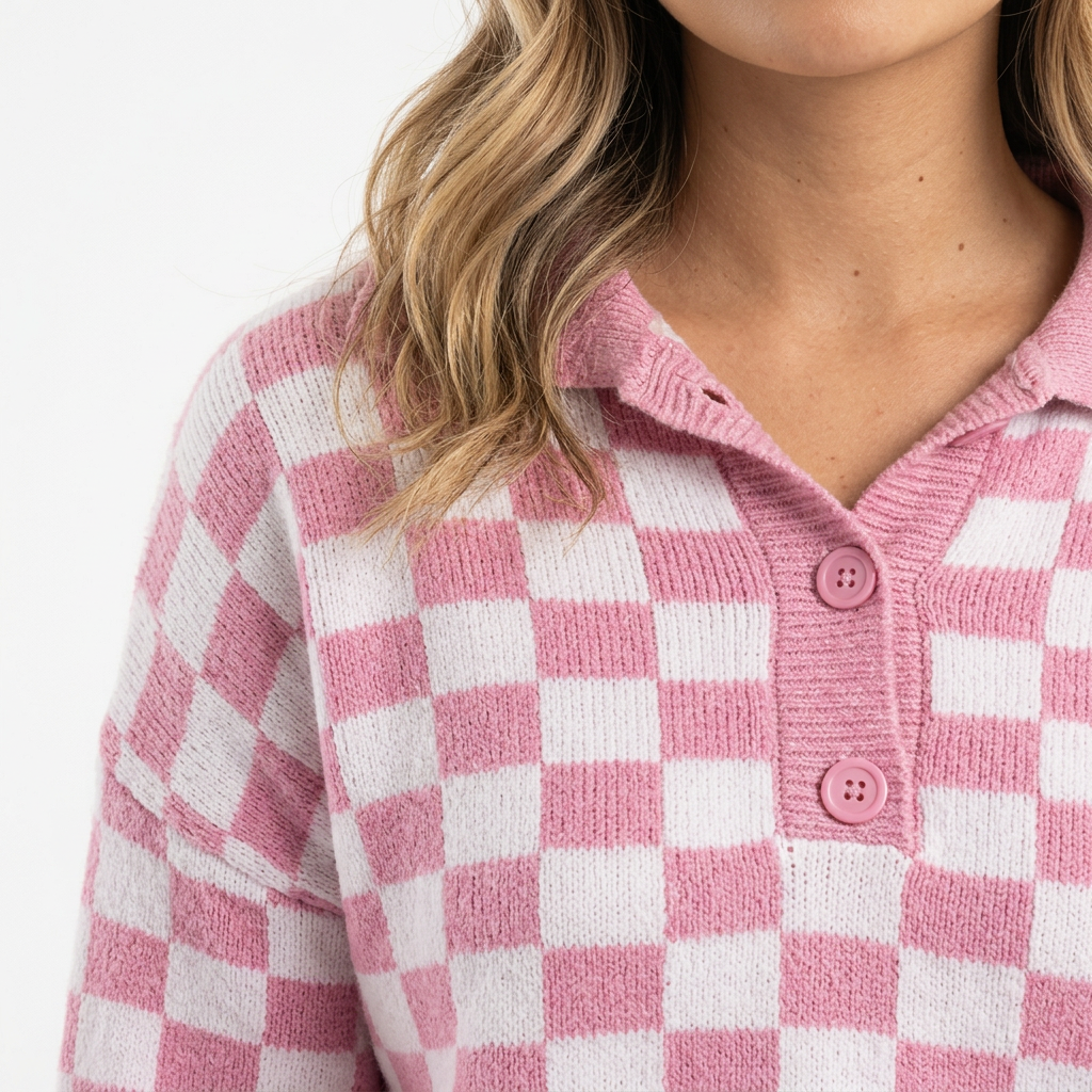 Jersey Acogedor Cuadros Botones