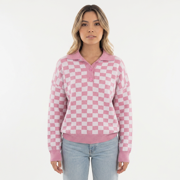 Jersey Acogedor Cuadros Botones