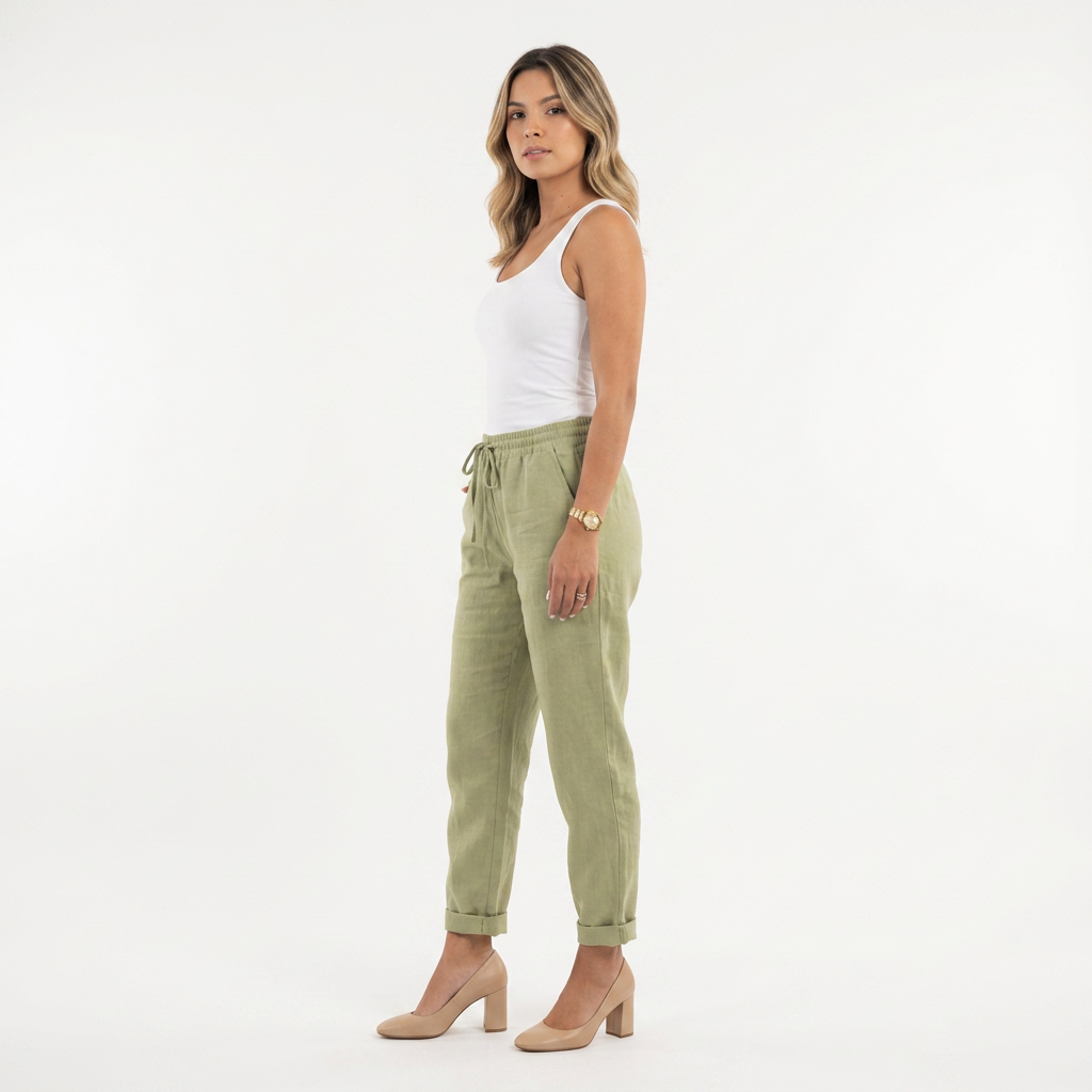 Pantalón Lino Mujer Cintura Alta