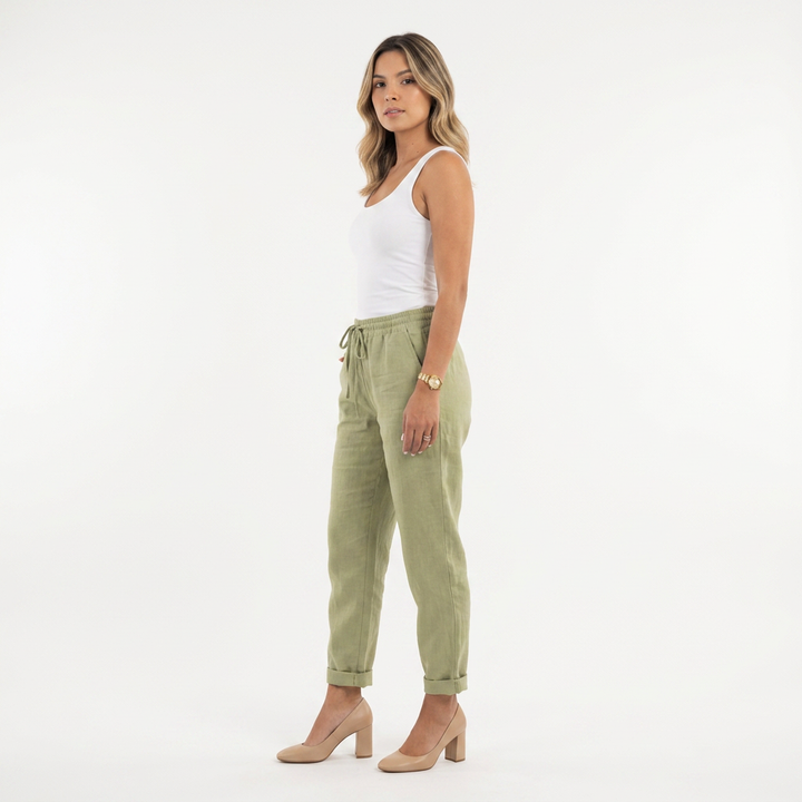 Pantalón Lino Mujer Cintura Alta