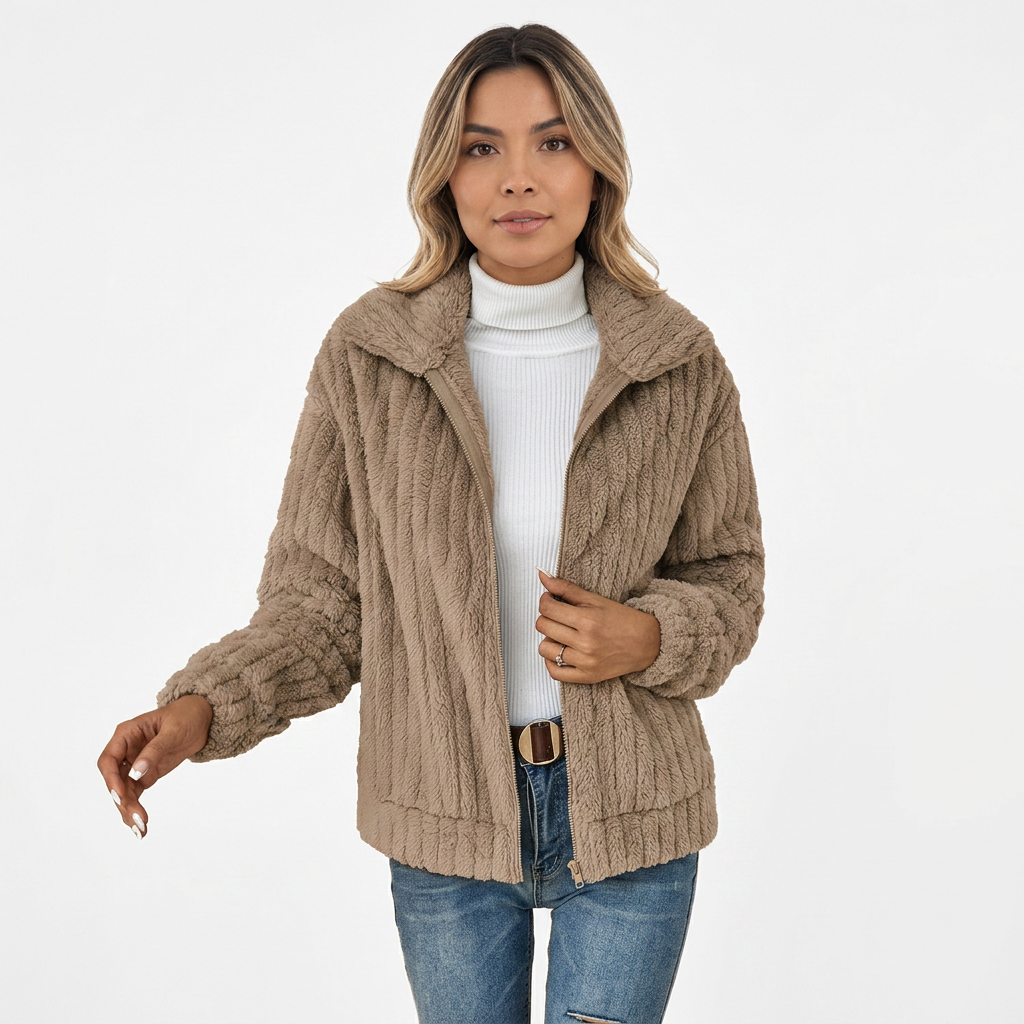 Cárdigan Sherpa Cremallera Mujer