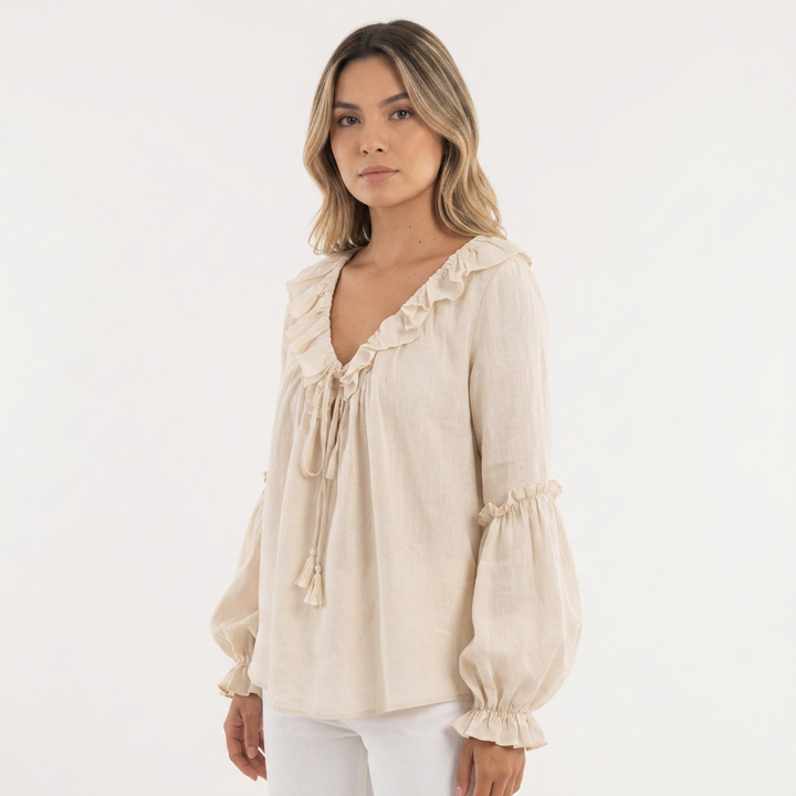Top Volantes Escote V Vintage