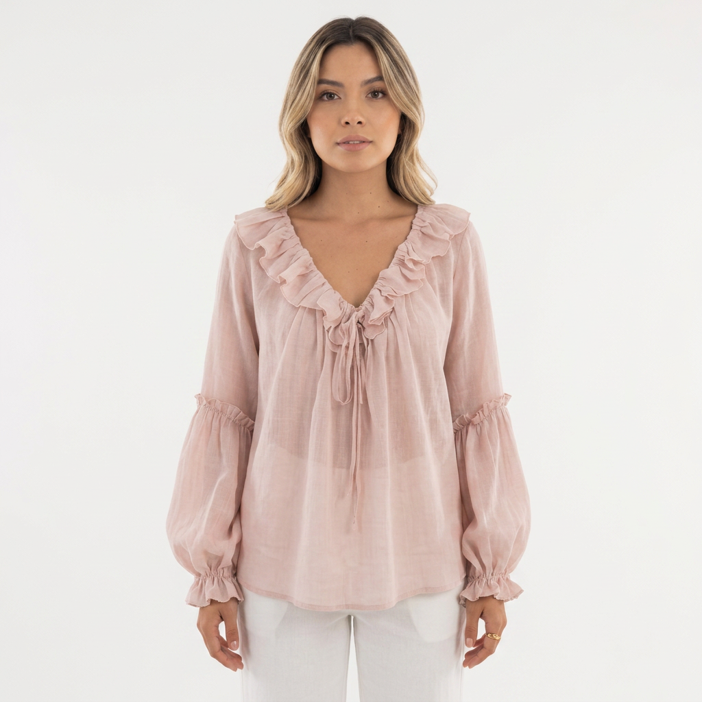 Top Volantes Escote V Vintage