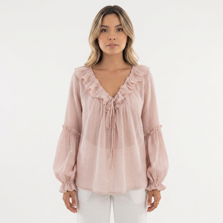 Top Volantes Escote V Vintage