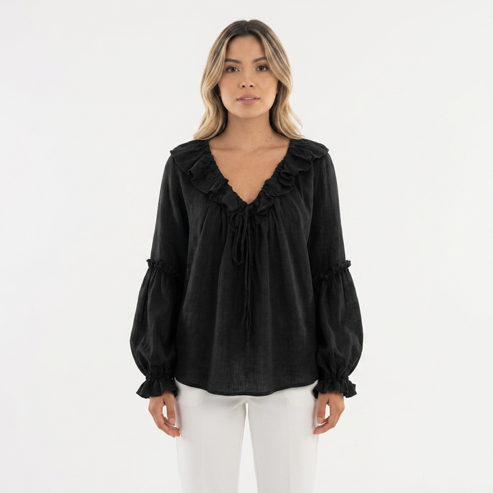Top Volantes Escote V Vintage