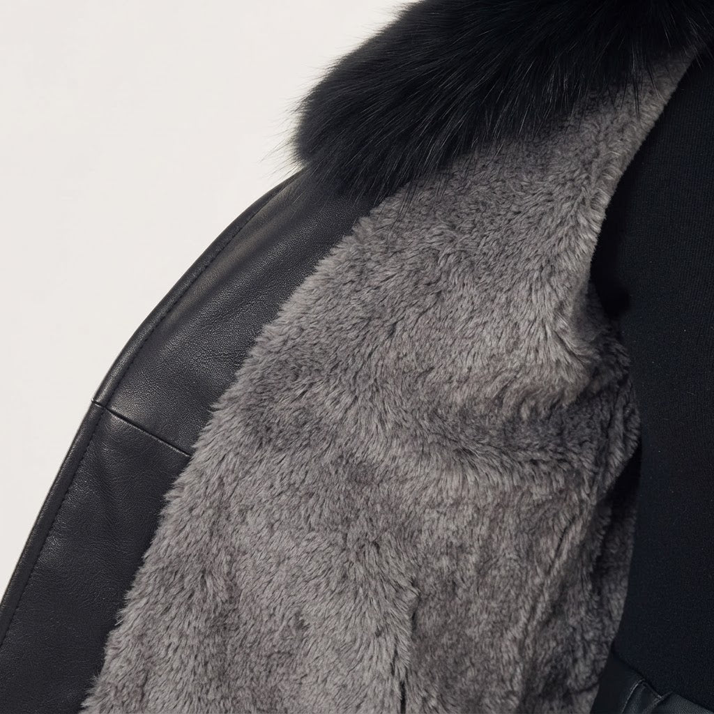 Chaqueta Larga Cuello Piel