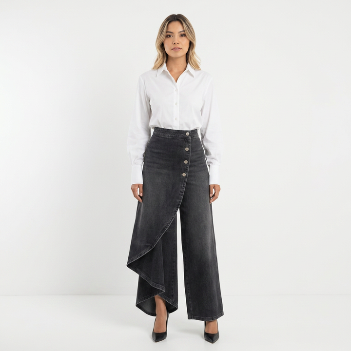 Pantalón Vaquero Ancho Tiro Alto Mujer