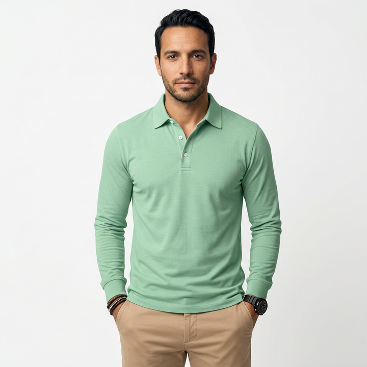Polo Manga Larga Hombre Clásico Slim Fit