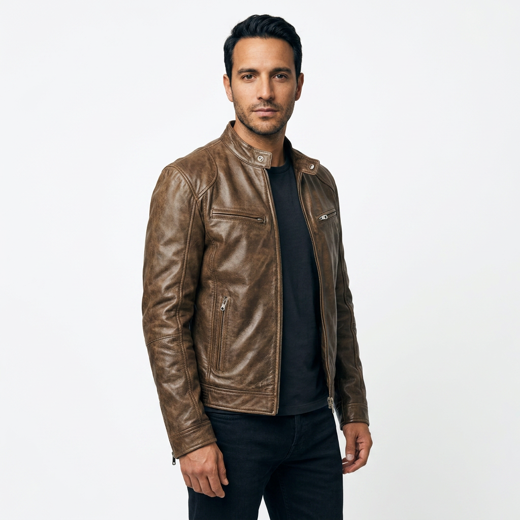 Chaqueta Piel Biker Hombre