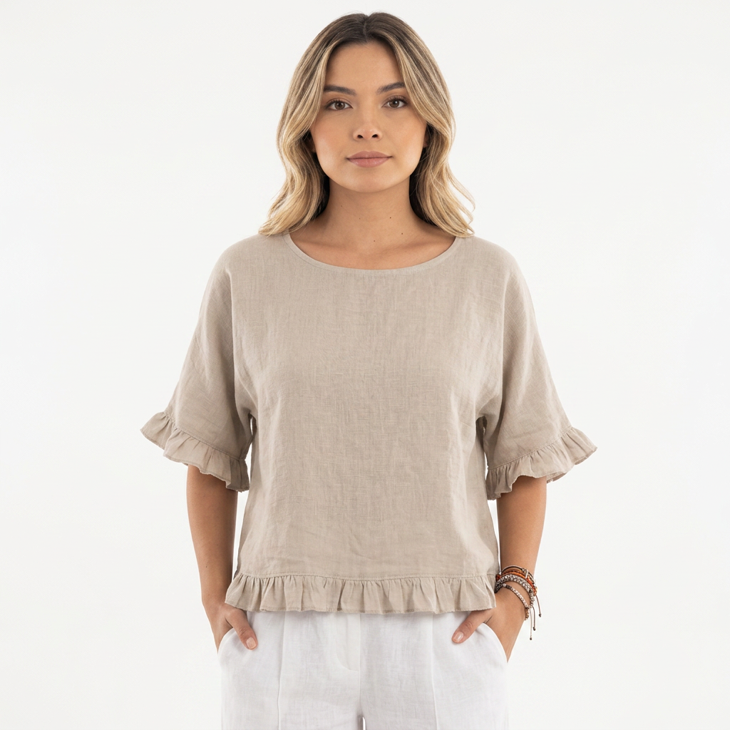 Blusa Lino Bajo Deshilachado