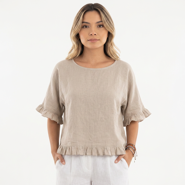 Blusa Lino Bajo Deshilachado